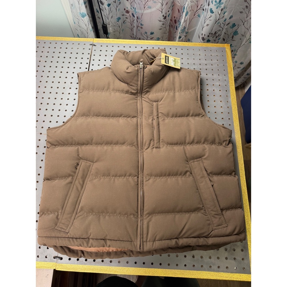 St John's bay Canyon Ridge Mens Puffer Vest XL Brown Microfiber Quilted Zip Up